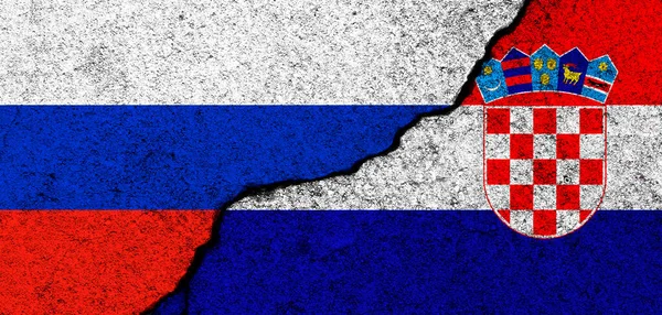 Russia Croatia Flags Background Diplomacy Political Conflict Competition Partnership Cooperation — стокове фото