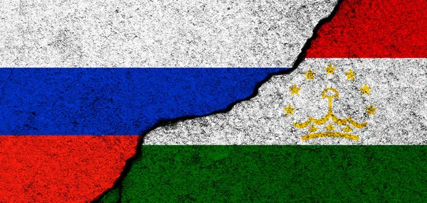 Russia Tajikistan Flags Background Diplomacy Political Conflict Competition Partnership Cooperation — стокове фото