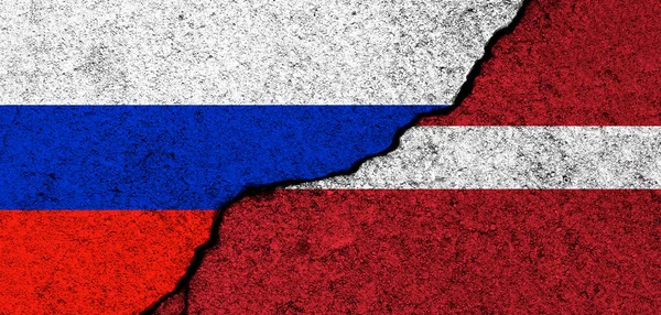 Russia Latvia Flags Background Diplomacy Political Conflict Competition Partnership Cooperation — ストック写真