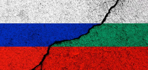 Russia Bulgaria Flags Background Diplomacy Political Conflict Competition Partnership Cooperation — стокове фото