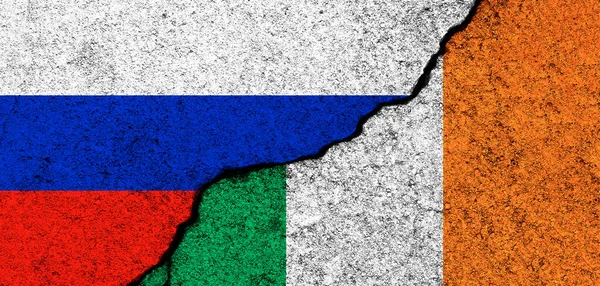 Росія Ірландія Мають Свої Прапори Дипломатія Політична Конфлікт Конкуренція Співпраця — стокове фото
