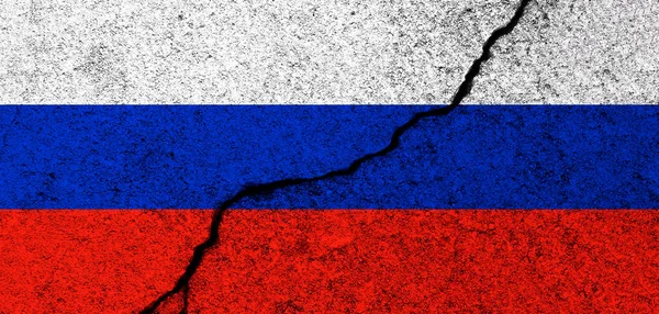 Cracked Russian Flag Background Conflict Aggression Image — стоковое фото