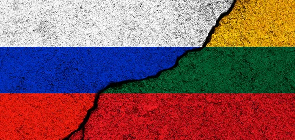 Росія Литва Мають Свої Прапори Дипломатія Політична Конфлікт Конкуренція Партнерство — стокове фото