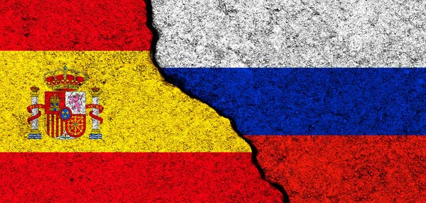 Oroszország Spanyolország Megjelöli Hátteret Diplomácia Politikai Konfliktus Verseny Partnerségi Együttműködési — Stock Fotó