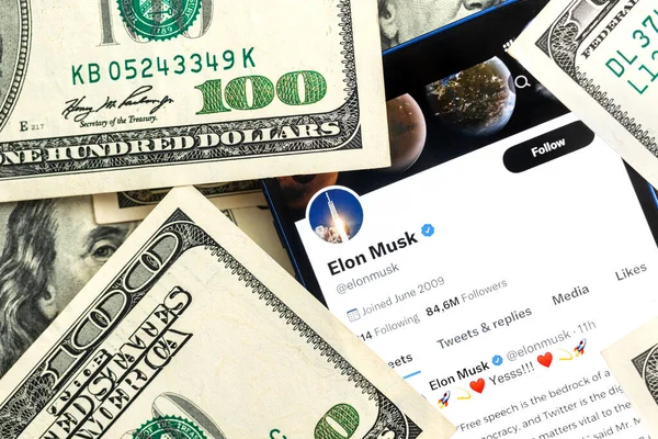 Elon Musk Fundo Dinheiro Conceito Negócio Ações — Fotografia de Stock