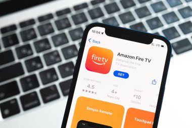 Poltava, Ukrayna - 2 Mayıs 2022: Amazon TV uygulama simgesi cep telefonu ekranında kapatıldı
