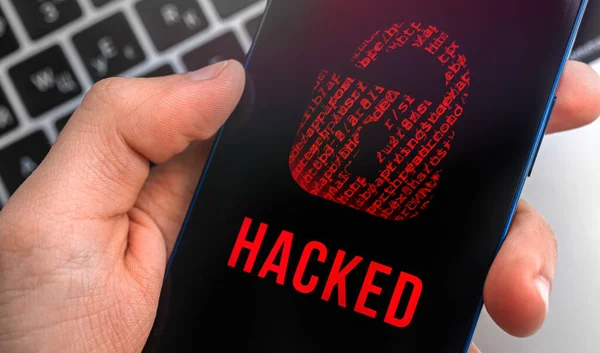 Hacking Cibersegurança Proteção Dados Móveis Privacidade Fundo Conceito Segurança Tecnologia Imagem De Stock