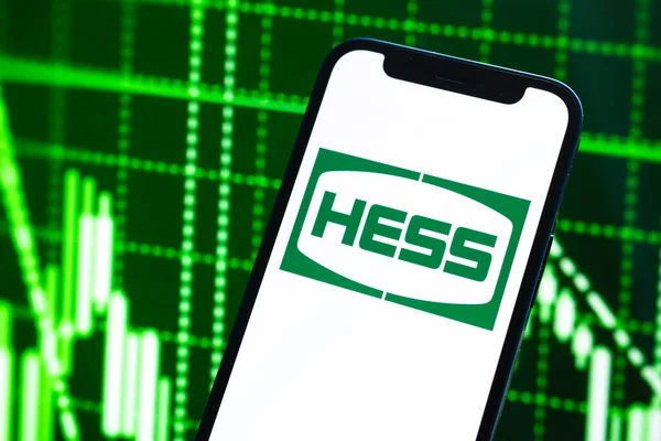 Poltava Ukraine May 2022 Hess Logo Company Gas Oil Prices 免版税图库图片