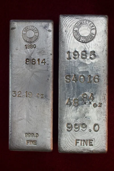 Homestake Mining Company Silver Bullion Bars — Stock Photo, Image