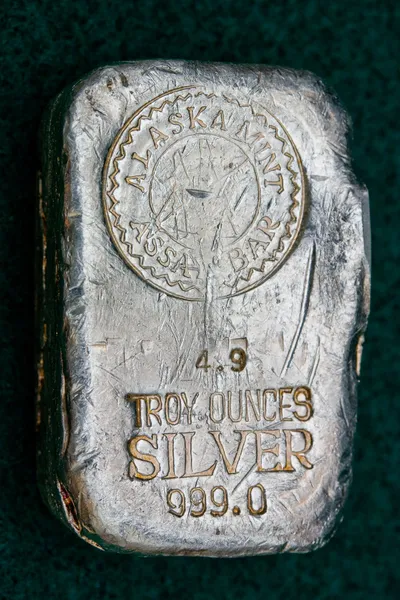 Alaska Mint Assay - Silver Bullion Bar — Stock Photo, Image