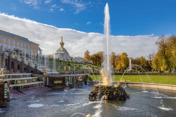 Panorama Grande Cascade Peterhof Saint Pétersbourg — Photo