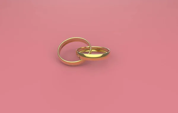 ピンクの背景と2つの金の結婚指輪は 愛と結婚の絆 3Dイラストを象徴する刻まれた言葉と永遠に組み合わせる ロイヤリティフリーのストック画像