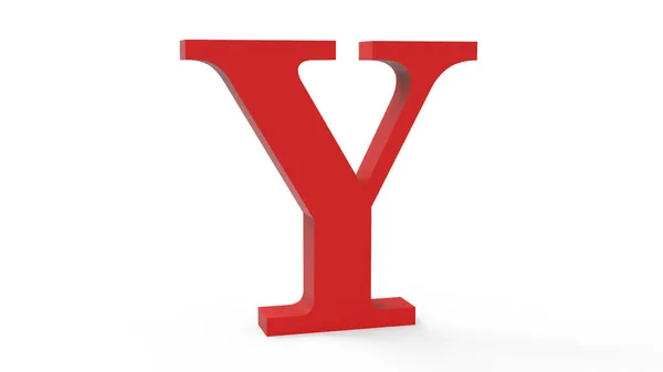 白色孤立背景上的3D红色字母Y — 图库照片