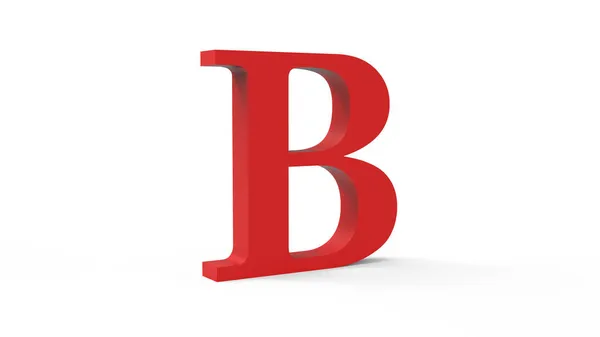 白色孤立背景上的3D红字B — 图库照片