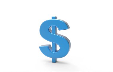 3D render mavi dolar işareti
