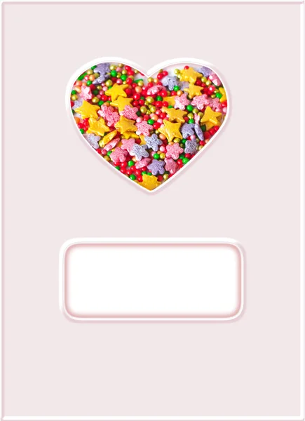 Coeur, symbole d'amour, carte postale, cadre , — Photo