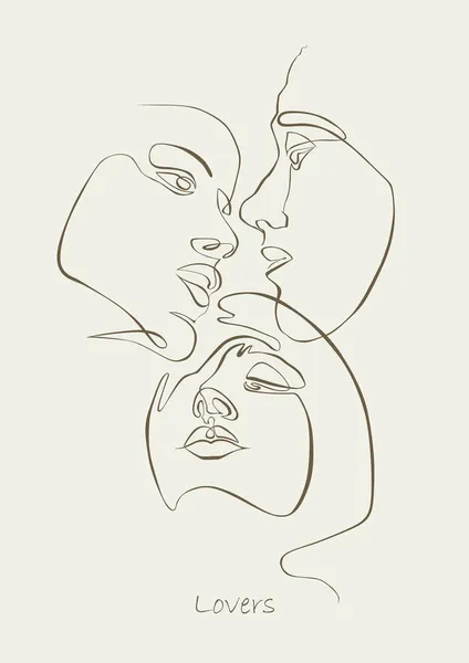 Trío Triángulo Amoroso Dibujo Línea Línea Continua Amor Sensual — Archivo Imágenes Vectoriales