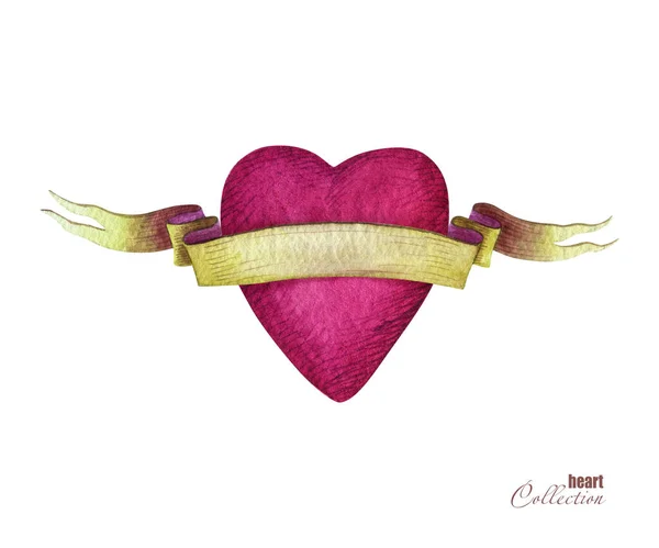 Heart Ribbon Banner Pink Heart Background — Stock Fotó