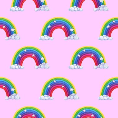 Kusursuz desenli tatlı tatlılar, suluboya gökkuşağı kurabiyeleri çizimi