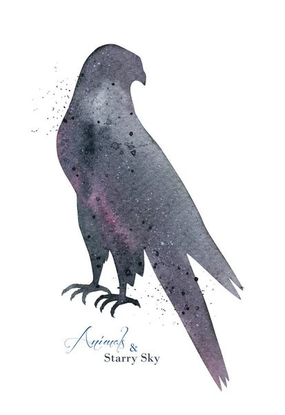 Watercolor Eagle Silhouette Abstract Brown Watercolor Silhouette Background Ink Splashes — Stockfoto