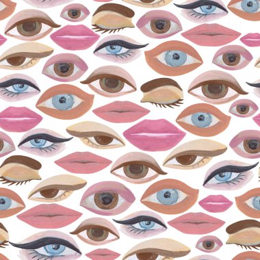 Soyut gözler kusursuz desen. Beyaz arkaplanda basit şekiller.