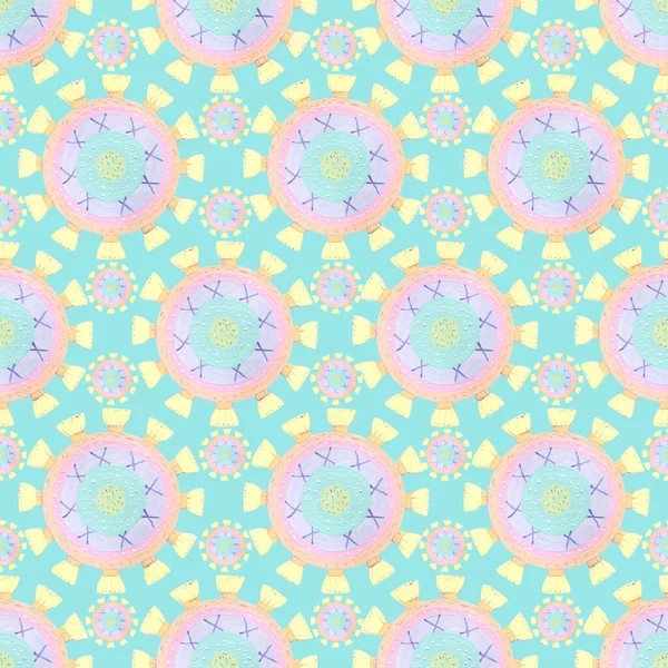 Abstraktes Rundes Nahtloses Muster Regenbogensonne — Stockfoto