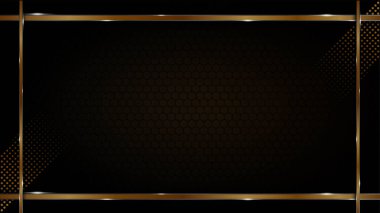 Siyah ve Altın arkaplan soyut geometrik şekiller lüks tasarım duvar kağıtları. Gerçekçi katman, fütüristik parlak ışık. Kapak şablonu.