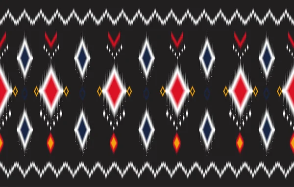 Абстрактний Чорно Червоний Синій Геометричний Рідний Візерунок Безшовний Вектор Повторюваний — стоковий вектор
