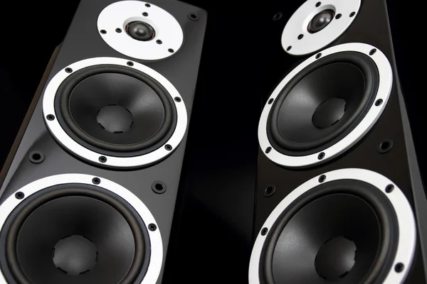 Black audio speakers — Stock Photo, Image