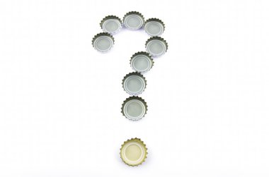 Question mark made of used beer caps clipart