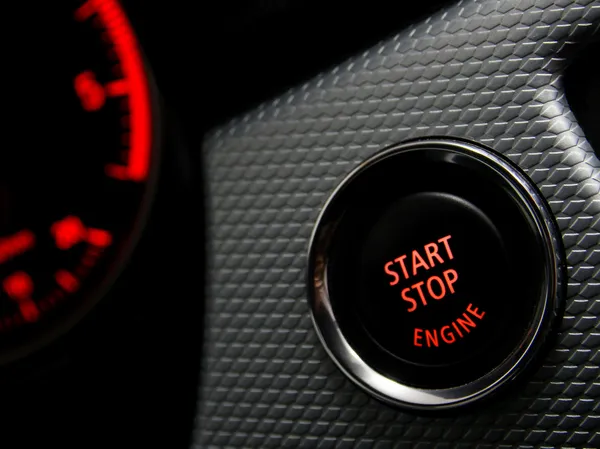 Start Stop engine button in sport car — Stock Photo, Image