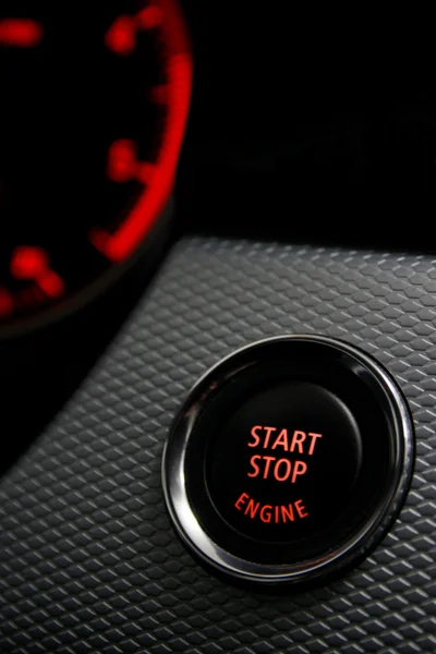 Start Stop engine button in sport car — Stock Photo, Image