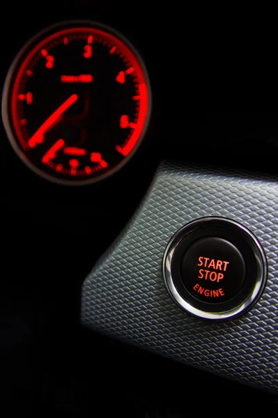 Start Stop engine button in sport car — Stock Photo, Image