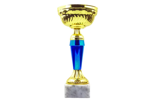 Troféu de ouro, fundo branco, horizontal — Fotografia de Stock