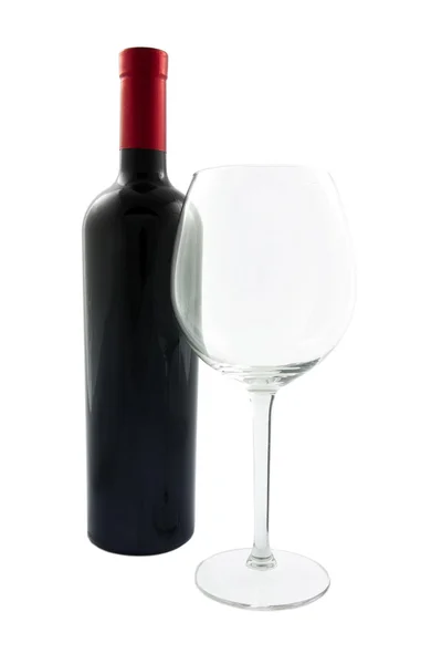 Červené víno a prázdnou sklenici — Stock fotografie