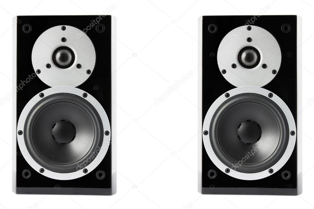 Black glossy music speakers