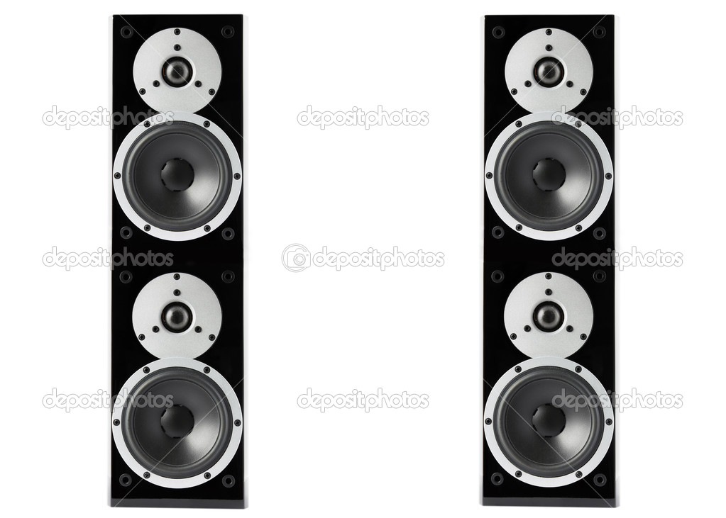 Black glossy music speakers