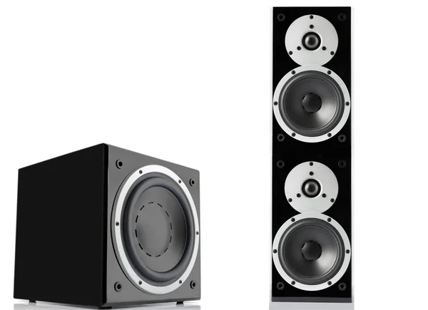 Haut-parleur noir et subwoofer — Photo