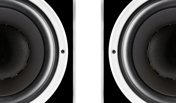 Pair of black audio speakers membrane — Stock Photo, Image