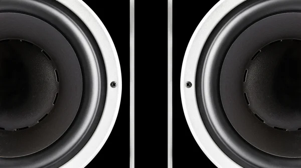 Pair of black sound speakers membrane — Stock Photo, Image