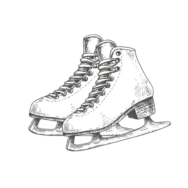 手绘冰鞋 白色背景上孤立的草图 矢量说明 — 图库矢量图片#