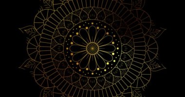 Soyut süslemeli dijital el altın rengi mandala görüntüsü çizdi. Çiçek mahsulü dekoratif elementlerin doğu desenleri