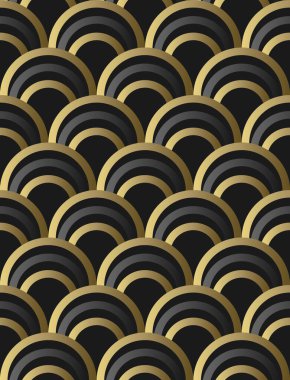 Siyah ve altın renkli yarı daire şablon vektörü