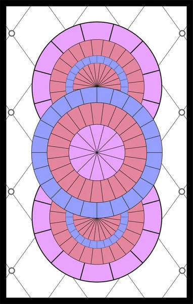 Abstract Geometric Floral Pattern Rectangular Frame Colourful Stained Glass Window — Vetor de Stock