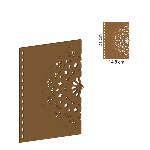 Wooden Notebook Wood Art Laser Cut Spiral Notebook Wooden Cover — Stockvektor