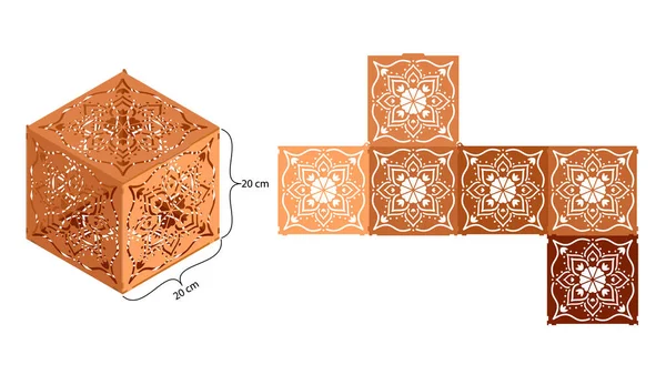 Mandala Wzorzyste Pudełko Etniczne Elementy Dekoracyjne Laserowo Wycięty Szablon Pudełka — Wektor stockowy