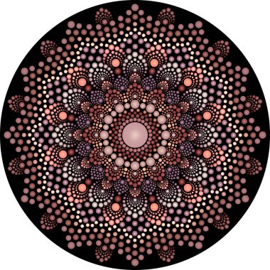 Spot boyama noktasını işaret ediyor. Nokta boya tarzında mandala 'nın soyut tasarımı. Aborjin tarzı nokta boyası