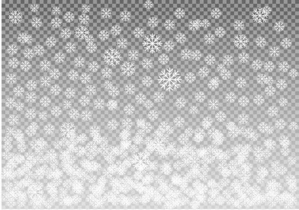 Падающий Вектор Снега Изолирован Темном Фоне Эффект Прозрачного Украшения Снежинки — стоковый вектор
