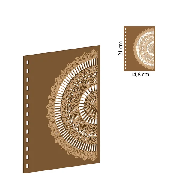 Wooden Notebook Wood Art Laser Cut Spiral Notebook Wooden Cover — 스톡 벡터