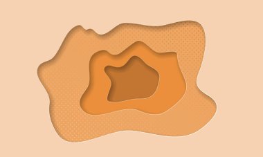 3 boyutlu soyut arkaplan ve kağıt kesim şekilli yatay afiş. İş sunumları, el ilanları, posterler ve davetiyeler için vektör tasarımı. Renkli oyma sanatı.